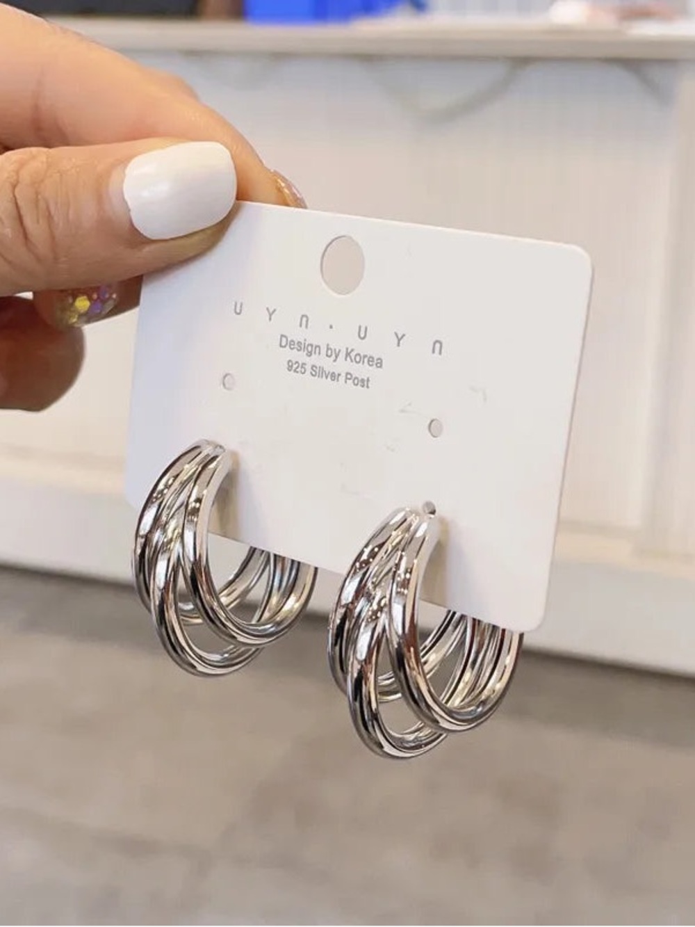 Silver Multi-Row Hoop Earrings - women’s jewelry. 3 for $10.